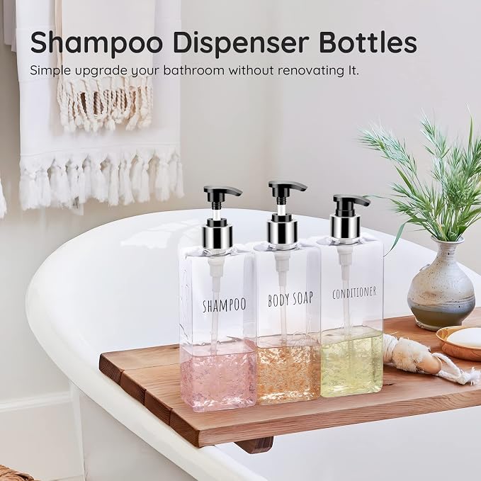 Segbeauty 3pcs Clear Soap Dispenser, 16.9oz Refillable Shampoo Conditioner - Image 7