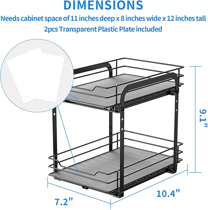 RCHYFEED Spice Rack, 2 Tier Pull out Cabinet Spice Organizer, Height Adjustable - Image 6