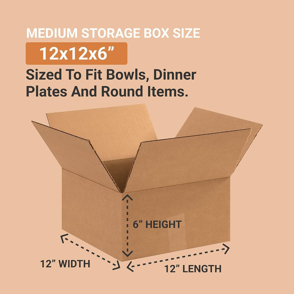 BOX USA Shipping Boxes Flat 12"L x 12"W x 6"H 25-Pack - Corrug...