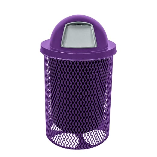 COATEDOUTDOORFURNITURE RDT-TXTPUR Heavy Duty 32 Gallon Round Trash Receptacle by CoatedOutdoorFurniture