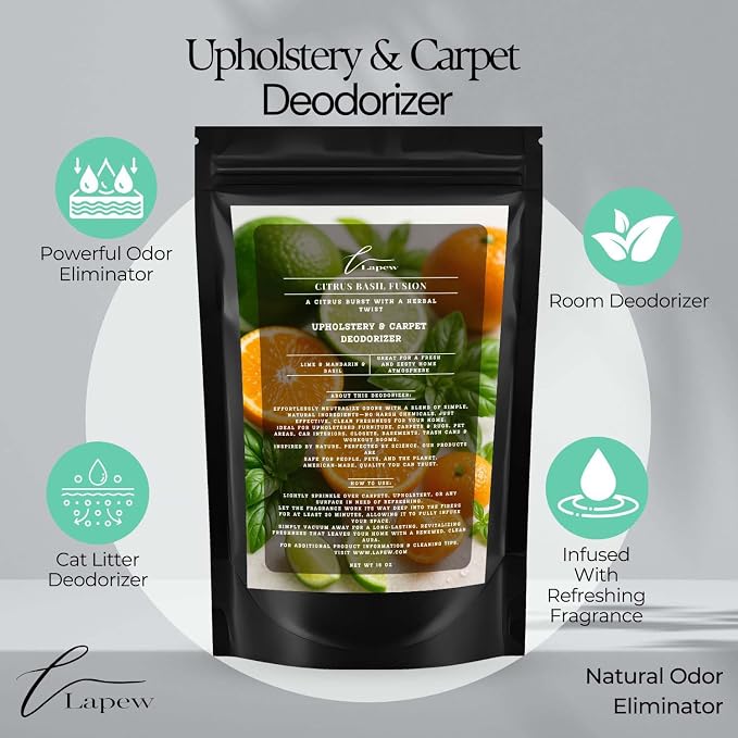 Citrus Basil Fusion Carpet Freshener Powder: Powerful Odor Eliminator - Image 4
