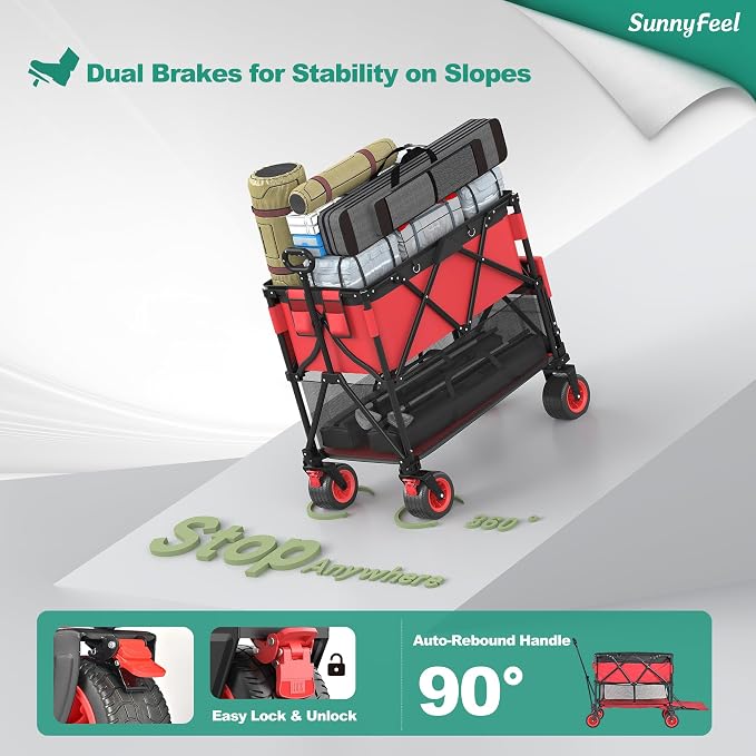 SUNNYFEEL Heavy Duty Collapsible Outdoor Utility Wagon Cart 500LB Capacity - Image 8