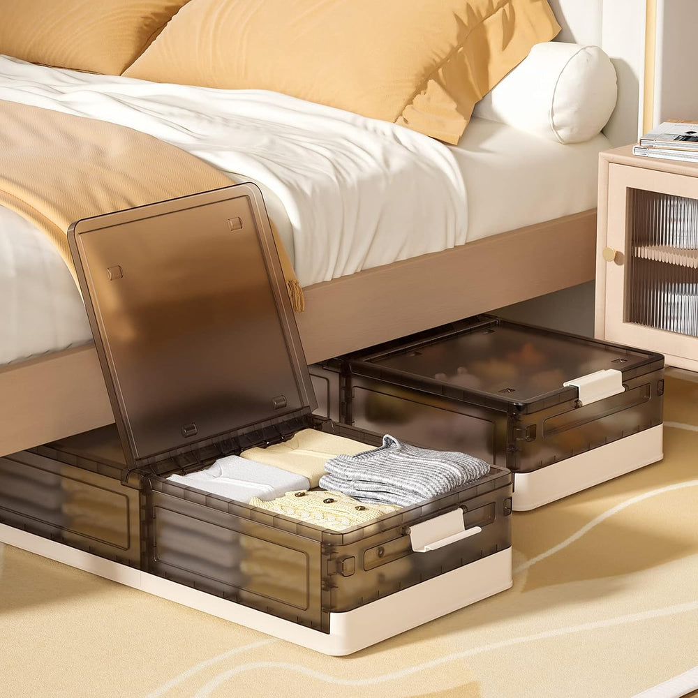 Under Bed Storage Containers, Stackable Under Bed Rolling Storage Plastic Con...