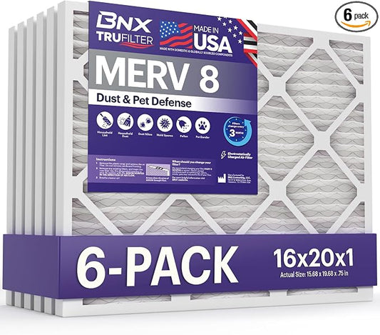 BNX TruFilter 16x20x1 Air Filter MERV 8 by BNX