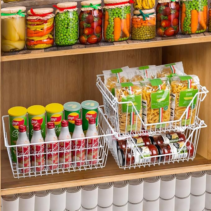 SANNO Freezer Baskets Wire Storage Baskets Closet Storage Baskets Bins - Image 4