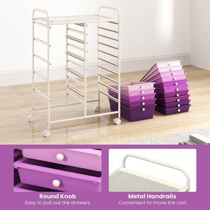 GOFLAME 15-Drawer Rolling Storage Cart, Utility Cart - Image 6