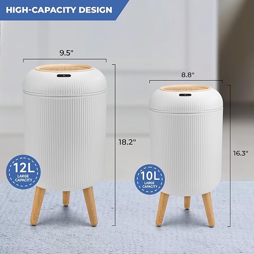 2 Pack Automatic Trash Can 12L /3 Gallon and 10L /2.64 Gallon Bathroom Trash Bin - Image 2