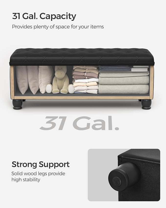 SONGMICS Storage Ottoman, Storage Bench, Tufted Entryway Bedroom Bench - Image 7