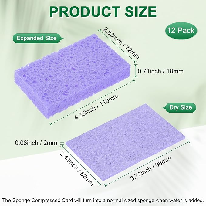 12-Pack Kitchen Sponges, Condense Eco Cellulose Non-Scratch Scrub Heavy Sponge - Image 3