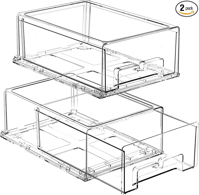 2 Pack Stackable Storage Drawers by BOICHU--Agoodhelperforyou