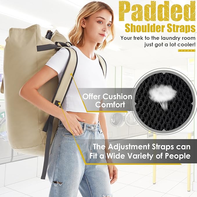 Heavy Duty Laundry Bag 115L, Sturdy Laundry Backpack Bag Extra Large, Dorm Room - Image 4