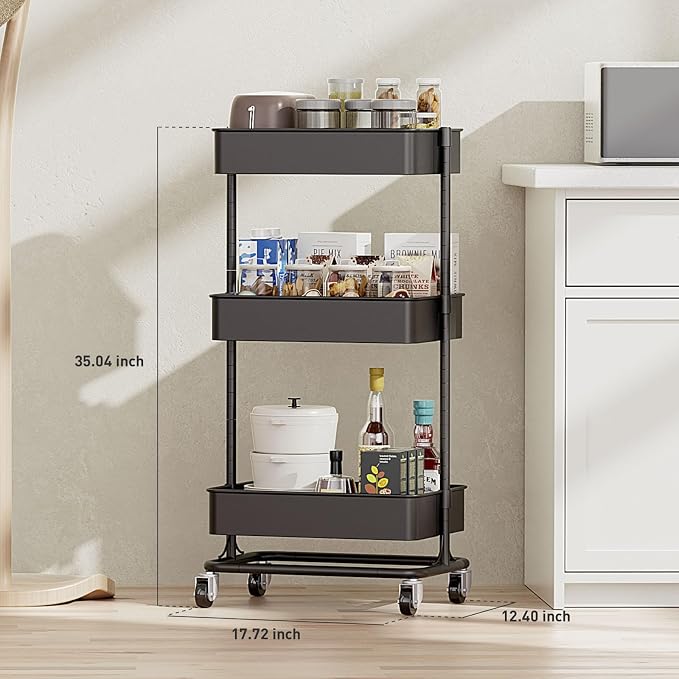 3 Tier Modern Metal Rolling Tool Cart - Image 5