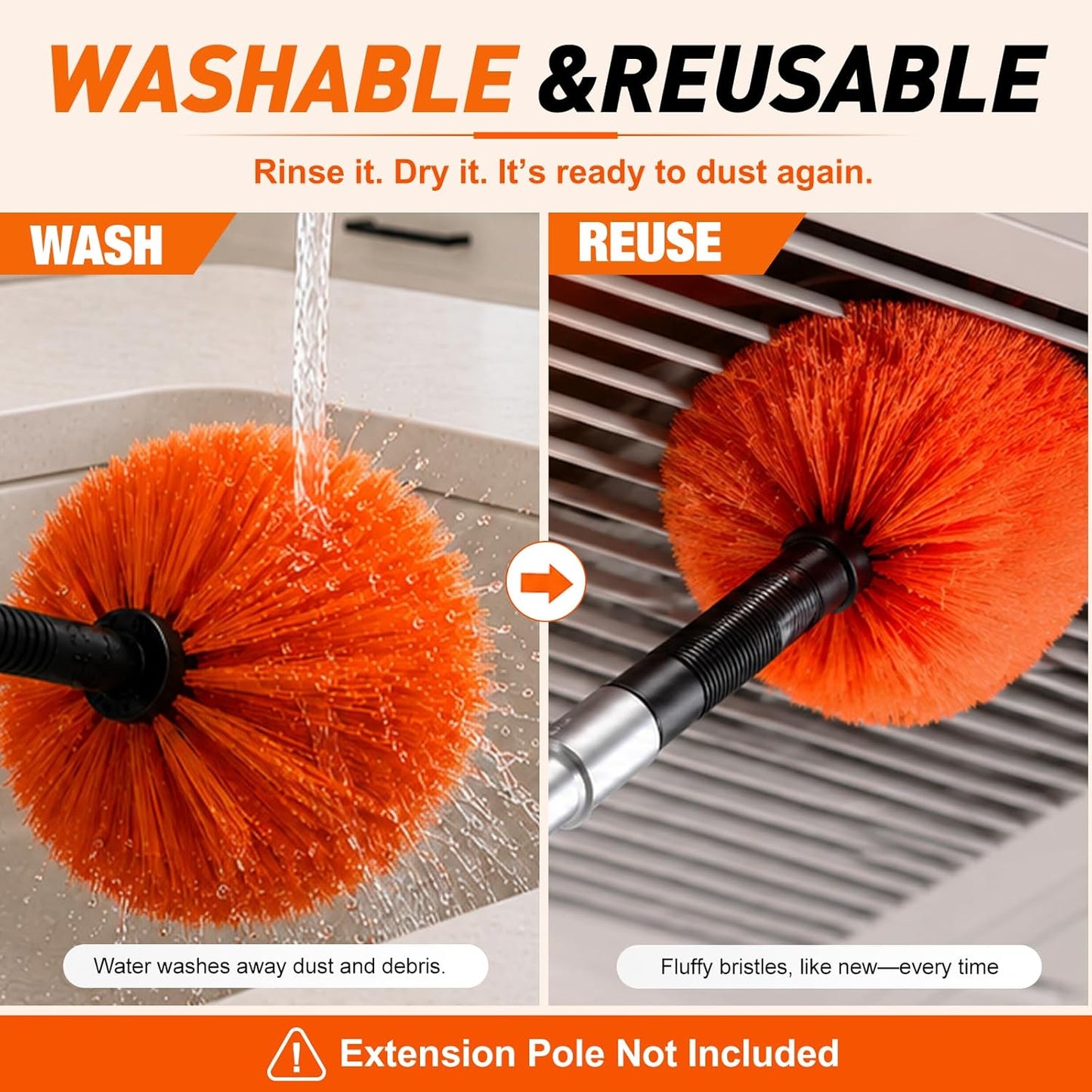 LAANPOLE Cobweb Duster, Spider Web Brush for Cleaning, Professional Ceiling and Corner Dusters for Outdoor Indoor Use