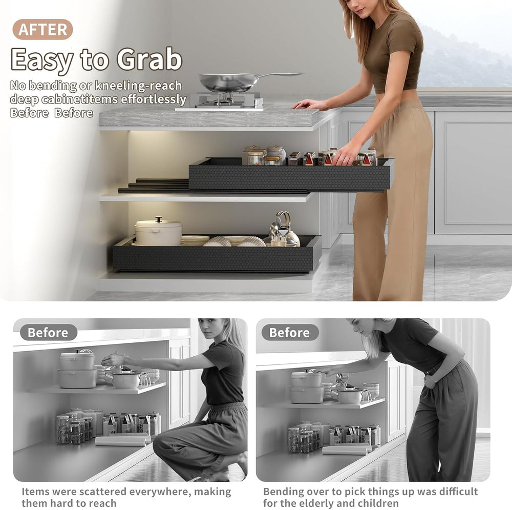 2Pack Pull Out Cabinet Organizer, Expandable 12.6“-20.47”, Black