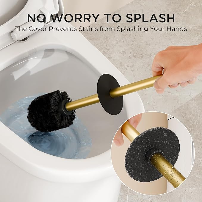 FORIOUS Toilet Brush and Holder Set, Heavy Duty 304 Stainless Steel Base Square - Image 5