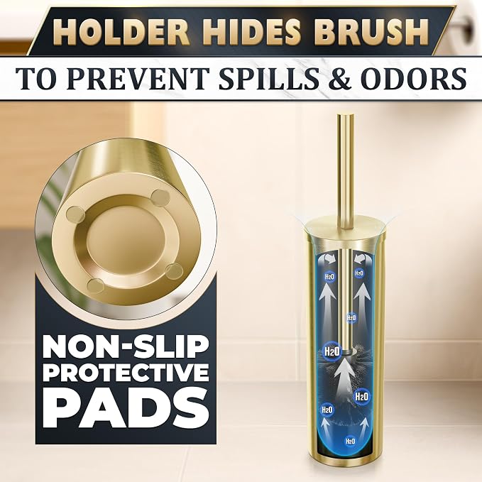 Gold Toilet Brush and Holder Set - Image 5