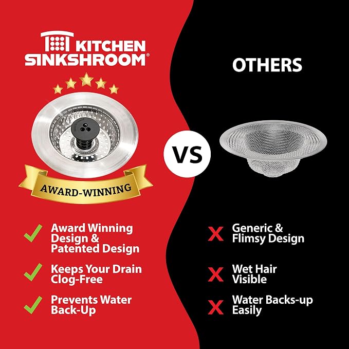 Kitchen SinkShroom Revolutionary Clog-Free Stainless Steel Sink Strainer - Image 3