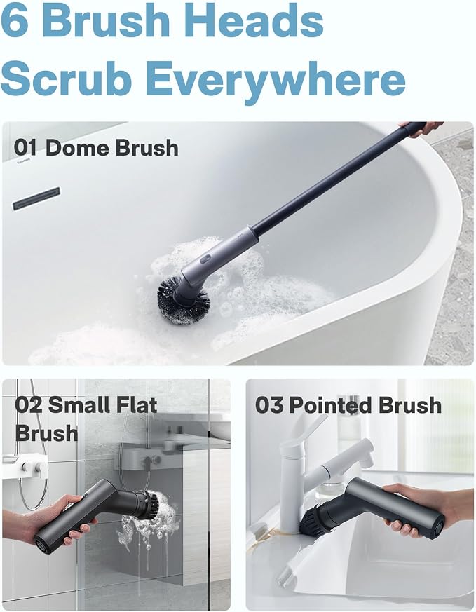 HOTO Cordless Electric Spin Scrubber, IPX7 Full Body Waterproof Bathroom - Image 2