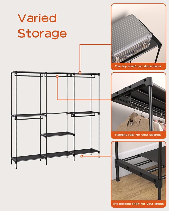 Clothes Rack, Portable Closet, 80.7 Inch Extra Large Capacity Wardrobe Closet