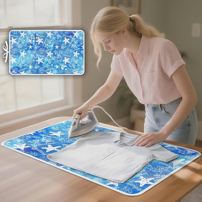 Ironing Mat Thickened Blue Stars Ironing Blanket Travel Portable Ironing Pad - Image 3