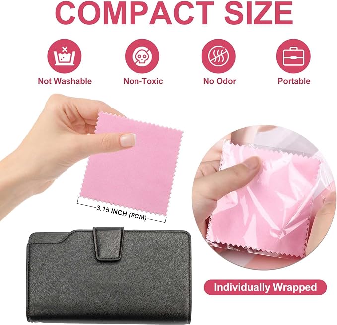 SEVENWELL 50pcs Jewelry Cleaning Cloth Pink Polishing Cloth - Image 2