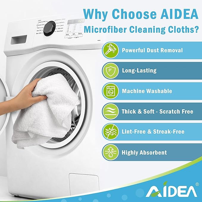 AIDEA White Microfiber Cleaning Cloth 24PK, Absorbent Cleaning Rags - Image 3