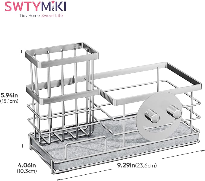 SWTYMIKI Kitchen Sink Caddy Organizer, Smiley Face Sponge Holder - Image 8