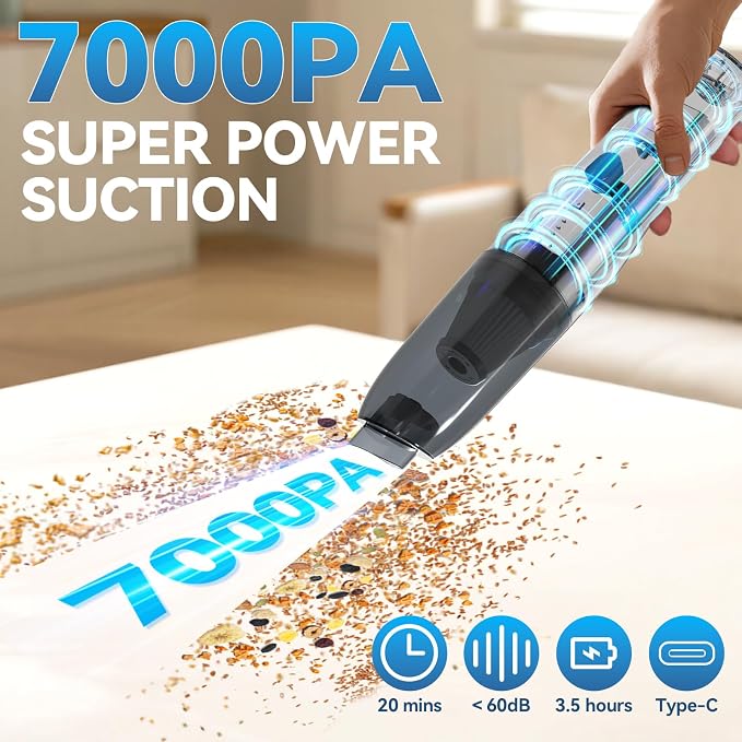 H2 Handheld Vacuum Car Vacuum, Mini Cordless Vacuum Cleaner - Image 4