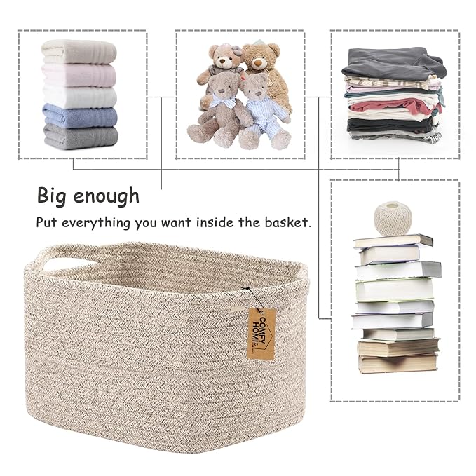 COMFY-HOMI 3PACK Cotton Rope Woven Basket - Image 4