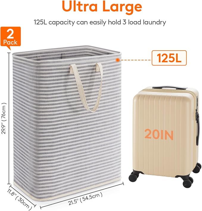 Lifewit 2 Pack Laundry Hamper Large Collapsible Laundry Baskets, Freestanding