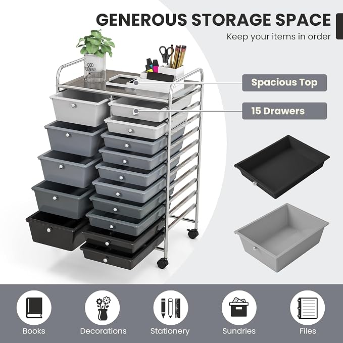 GOFLAME 15-Drawer Rolling Storage Cart, Utility Cart - Image 4