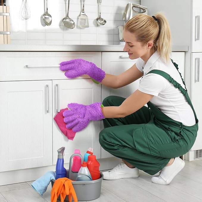 Ferraycle 2 Packs Car Wash Mitt 5 Finger Microfiber Wash Mitts Auto Car Dusting - Image 5