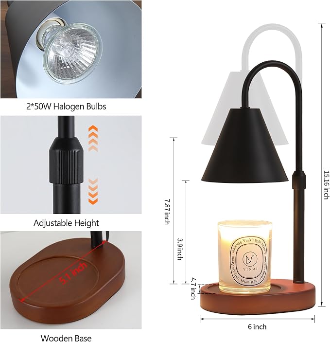 Black Candle Warmer Lamp with Timer and Dimmer, Mother's Day/Birthday/Christmas - Image 3