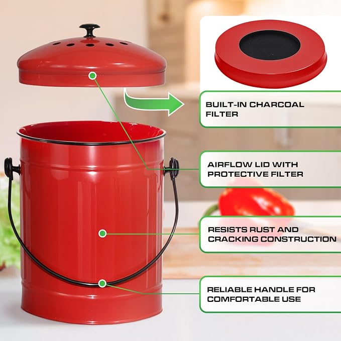 Plexon Countertop Compost Bin Kitchen - Image 4