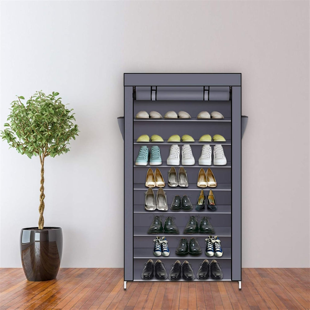 10 Tier Shoe Rack with Dustproof Cover Shoe Shelf Storage Organizer, Widen Sh...