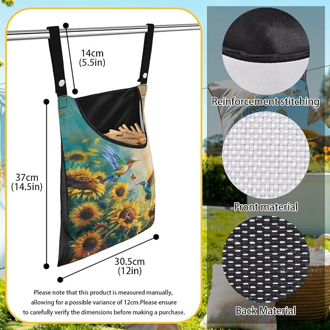 Clothes Pin Hanging Bag with Big Opening Storage Clothes Pins & Mini - Image 7
