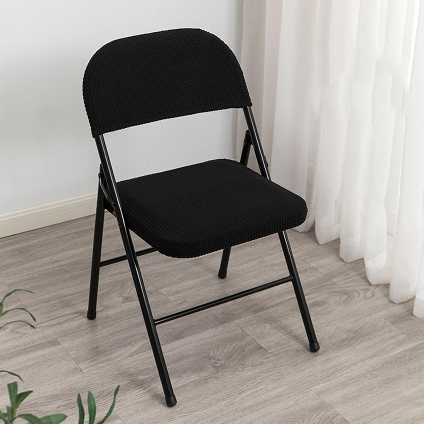 LYSINK 2Pcs Universal Chair Covers Waterproof Stretchable Office Chair Cover Washable Computer Chair Slipcover for Desk Chairs Dining Chair Seat Cushion Protectors (Black, One Size)
