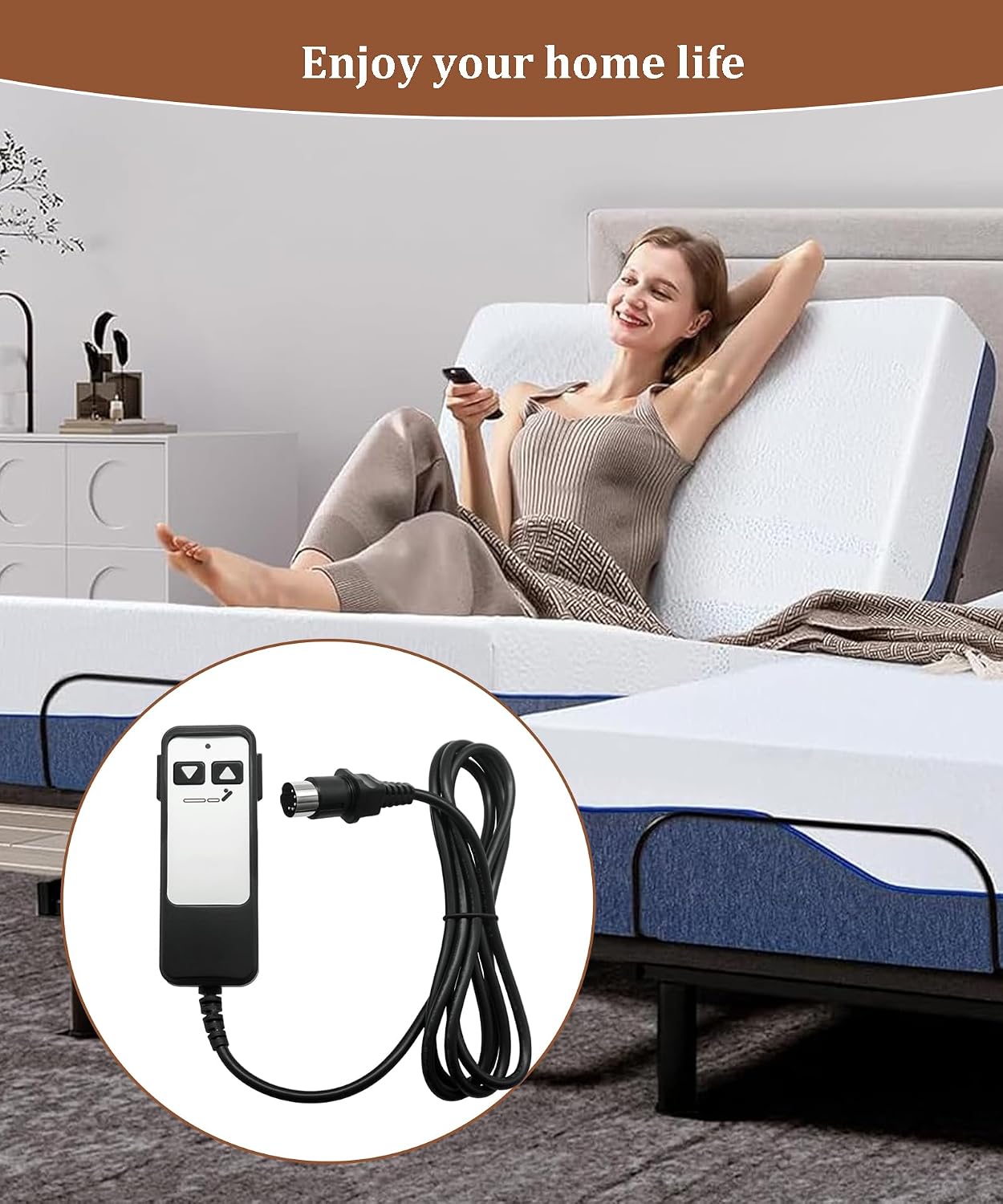 HJH5 Remote 2 Button 5 Pin Adjustable Bed Richmat Wired Remote Control Replacement Compatible with Matt. Firm 50 Series & Leggett and Platt Bas-X CF Wired Adjustable Bed Remote