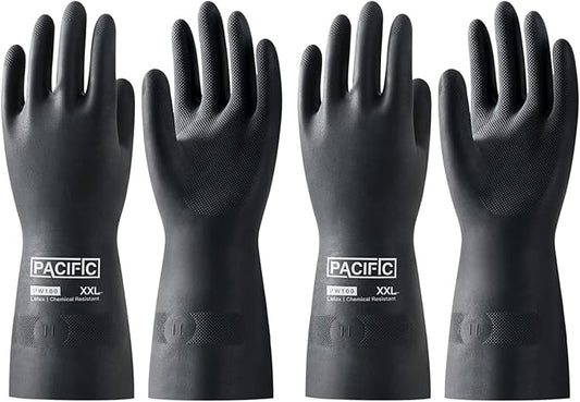 PACIFIC PPE 2 Pairs Chemical Resistant Gloves, Heavy Duty Industrial Rubber by PACIFICPPE