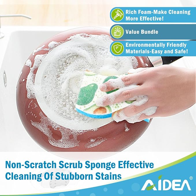 AIDEA Sponges Kitchen, Non-Scratch Scrub Sponge-24Count, Sponges - Image 5