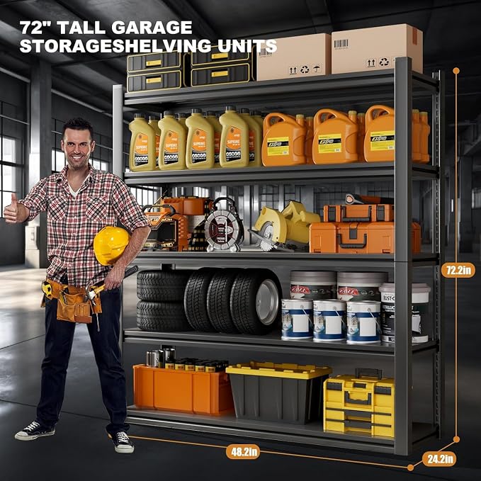 48.2" W Garage Shelving 3000LBS Storage Shelves Heavy Duty Garage Storage - Image 3