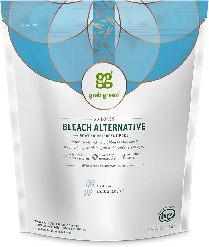 Grab Green Bleach Alternative Pods, Chlorine Free, Fragrance Free, Plant and by GrabGreen