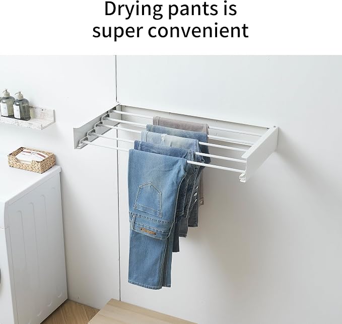 Clothes Drying Rack, Laundry Hanging Rack Collapsible, Wall Mounted Drying Rack - Image 6