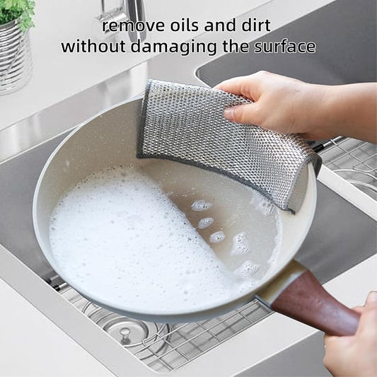 5Pcs Non Scratch Wire Dishcloth, Steel Metal Wire Cloth Mesh Miracle Cleaning - Image 2