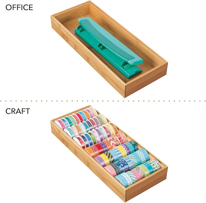 mDesign Wooden Bamboo Drawer Organizer - Image 9