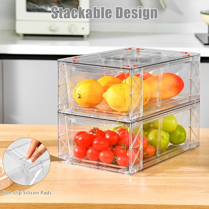 4Pack Clear Stackable Kitchen Storage Organizer, Pantry Organizers and Storage - Image 3