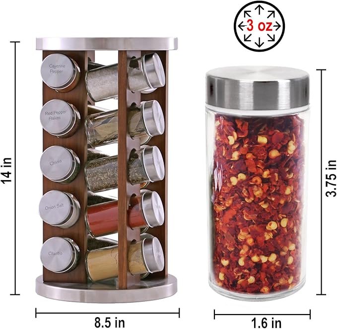 Orii 20 Jar Dark Acacia Wood Spice Rack - Image 8