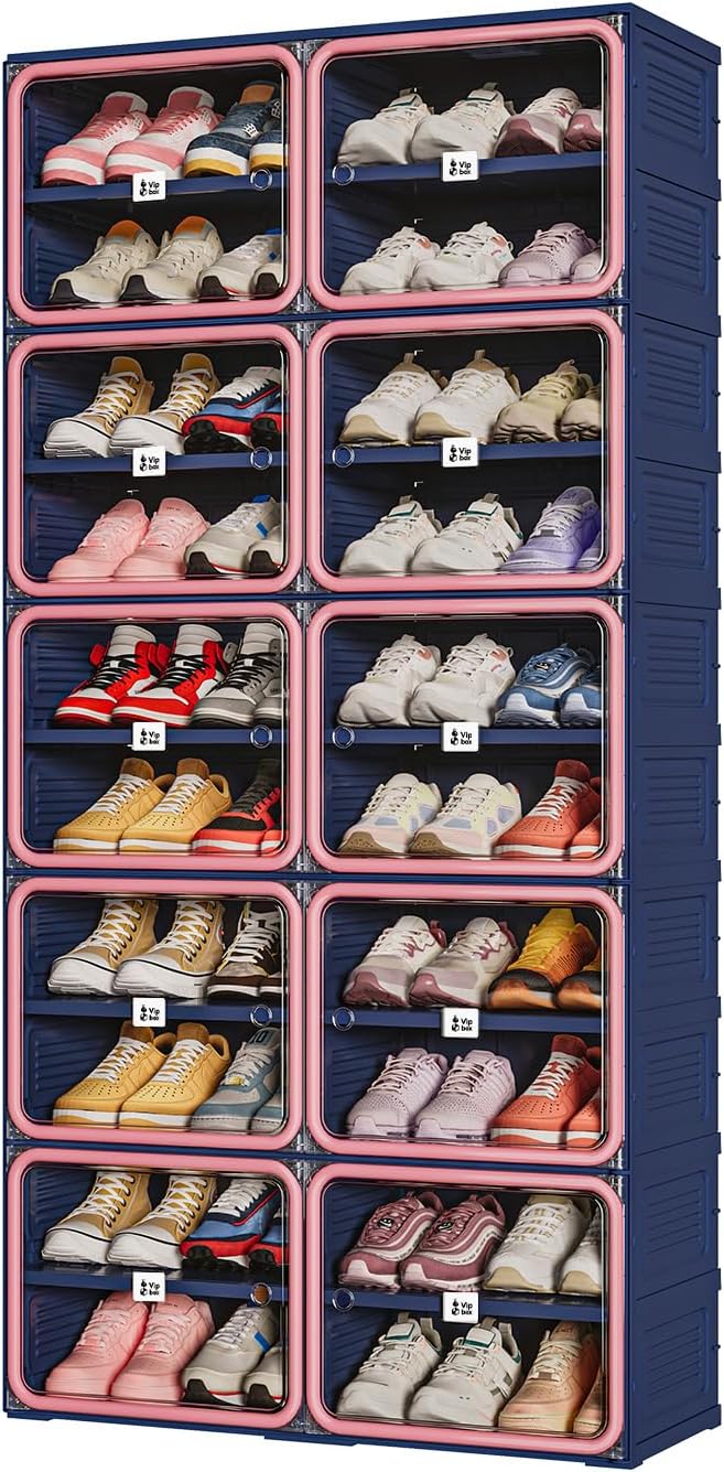 Vipbox Foldable Shoe Rack Organizer with 10-Tier Storage, Easy No-Tool Assemb...