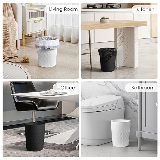 YGJT Small Trash Can, 3 Pack 1.8 Gallons Bathroom Trash Can, Slim Waste Basket - Image 2