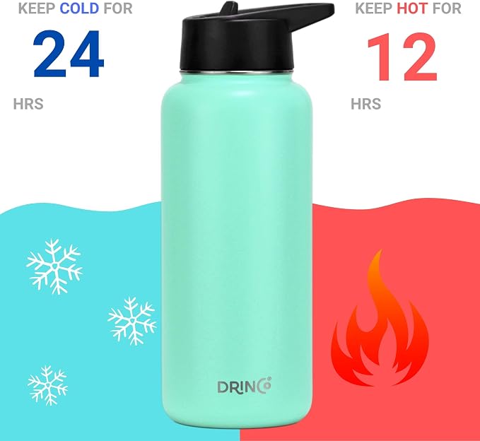 DRINCO Stainless Steel Water Bottle Spout Lid Vacuum Insulated Double Wall - Image 3